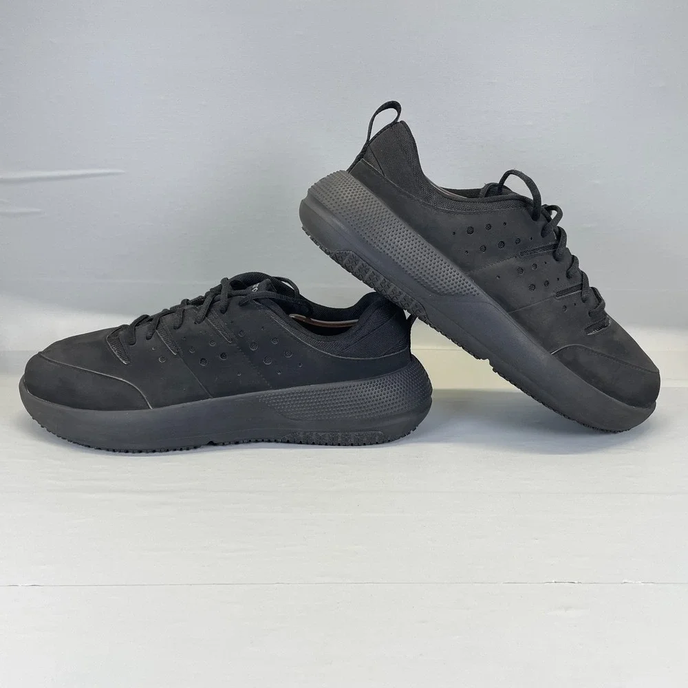 Crocs On The Clock Work Shoes Mens Size 13 Black Lace Up Slip Resistant Shoes